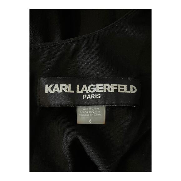 Karl Lagerfeld Paris Dress crepe scuba sheath black size 6 - Picture 5 of 7